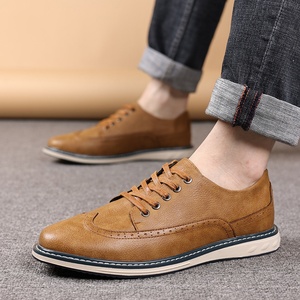Chaussures habillées décontractées en PU grande taille pour hommes, respirantes, à lacets, imperméables, pour printemps, été, automne, hiver, design léger et plat - Product Image 4