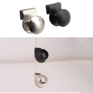 Minimalist Stainless Steel <strong>Black</strong>/Silver Glass <strong>Door</strong> Clips Pull Handles Easy Installation 5-8mm Glass Showcases Cabinet Home Bar - Product Image 1