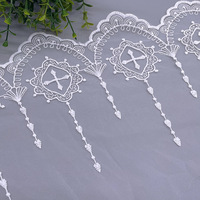 Dentelle brodée en soie de lait, tricotée à la machine, en polyester/coton, 19 cm, pour accessoires vestimentaires élégants, dentelle latérale, code-barres pour