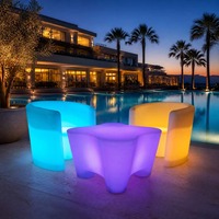 Ensemble de meubles de jardin décoratifs à LED imperméables à 16 couleurs, rechargeables, éclairage lumineux pour table et chaises de jardin, parc, plage