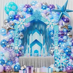 120 pièces ballons congelés 12 pouces violet Latex argent ballons flocon de neige confettis ballons avec rubans pour fournitures de fête d'hiver - Product Image 6