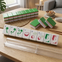 Jeu de Mahjong de voyage Riviera : Tuiles thème tropical, palmiers, parasols, verre marin, jeu de table à profil superposé