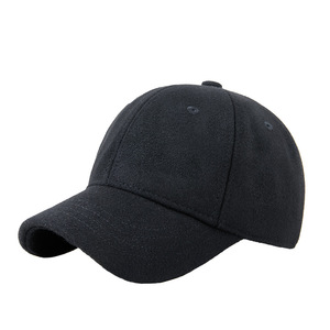 Men's Felt Baseball Cap Solid Color <b>Warm</b> Autumn Winter Sun Protection <b>Hat</b> - Product Image 1