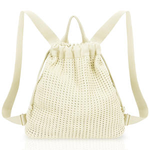 New Hollowed-out Woven <b>Bags</b> Durable Drawstring <b>Beach</b> <b>Bag</b> Autumn Winter Woven Shoulder Tote Crossbody Backpack - Product Image 6