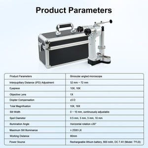 Handheld Slit Lamp Biomicroscope White <b>Optic</b> <b>Instrument</b> with Adjustable Focus and Dual Eyepieces - Product Image 6