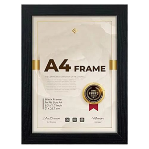Wholesale A4 <b>Black</b> Wooden <b>Picture</b> <b>Frame</b> with UV Printing Wall Mount Table Stand Wood Material Certificate Photo <b>Frame</b> - Product Image 1