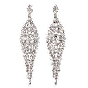 Retro Fashion European American Long Crystal Rhinestone Alloy <b>Earrings</b> Full Exaggerated Atmospheric <b>Tassel</b> Drop <b>Earrings</b> Women - Product Image 1