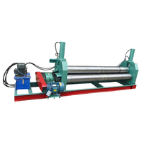 Machine d'arrondi de tôle de fer en acier au carbone entièrement manuelle Rouleaux à trois rouleaux roulants à deux axes Moteur de noyau de rouleaux de flexion 3kw 4mm Max