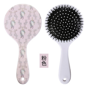 Peigne-coussin à motif de dessin animé mignon pour lisser et masser les cheveux, rose, bleu, beige, en plastique ABS, portable, pour usage domestique - Product Image 3