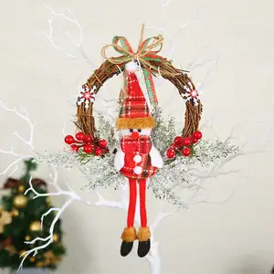 Wholesale Christmas Wreath Frame Artificial Garland Hanging Ornaments Front Door Wall Decorations Merry Christmas Tree Wreath