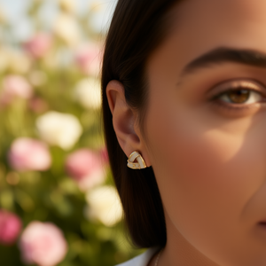 Orecchini a Perno Geometrici Dorati E4737 in Lega di Zinco, Gioielli Unisex alla Moda - Product Image 2