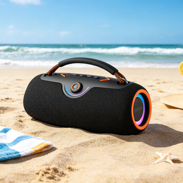 Bluetooth 5.3 DSP Outdoor Speaker, Dual 78mm 40W Unit 80W Amplifier IPX6 Waterproof 8000mAh RGB Portable TWS Loudspeaker