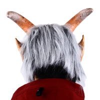 Masque en latex de diable à cornes marron avec fourrure gris-blanc, tendance, effrayant, couvre-visage complet, pour Halloween, festival, cosplay, maison hantée, fête costumée