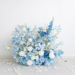 Annielu ดอกไม้ประดิษฐ์ดอกกุหลาบสีฟ้าดอกไม้ป่าที่มีสีสันสำหรับตกแต่งงานแต่งงานงานแต่งงาน - Product Image 1