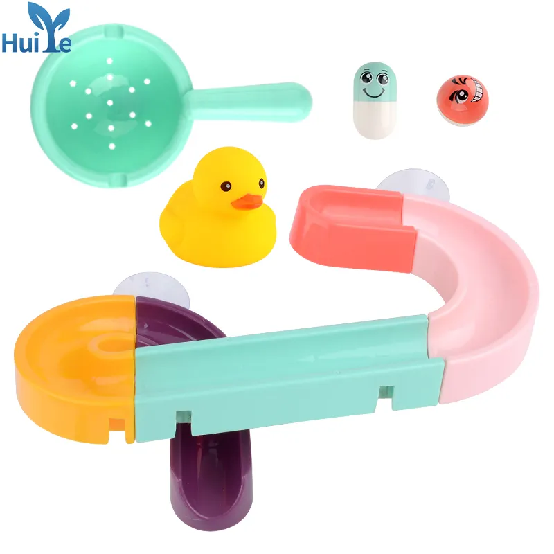 Huiye Bath Toys Water Balls Tracks For Kids Diy Take Apart Set Shower Bathtub Toy Slide With Wheel For Toddlers