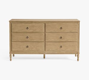 French Vintage Solid Wood 6-Drawer Chest of Drawers &amp; 2-Drawer <strong>Bedside</strong> <strong>Table</strong> with Carved Legs, <strong>Antique</strong> Bedroom Storage Furniture - Product Image 2