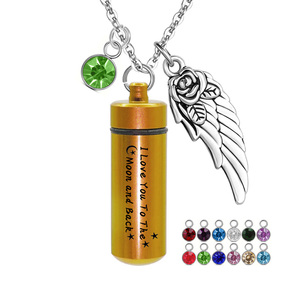 Cilindro in Lega di alluminio Cremazione Ceneri Ciondolo Con 12 Pietre Collana Memoriale-I love you to the <span class=keywords><strong>moon</strong></span> and back - Product Image 1