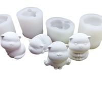 Moules en silicone en forme de chatons et animaux de dessin animé pour la pâtisserie de mousses au chocolat et les bougies faites main, compatibles micro-ondes et lave-vaisselle
