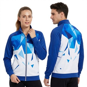 Veste polaire à capuche unisexe bleu et blanc avec fermeture éclair, imperméable, doublure en coton, style streetwear, sportive, respirante, en polyester, pour l'hiver - Product Image 1