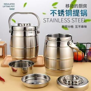 Insulated Stainless Steel Lunchbox 3 Tier Cylinder Large Capacity For Students And Adults - Product Image 3
