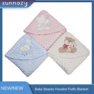 Couverture bébé en polaire double couche avec motif animalier et bonnet épais en peluche, directement de l'usine, collection automne-hiver - Product Image 2