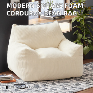 Sofá Puff Cuadrado de Diseño Moderno, Duradero y Cómodo, de Espuma y Corduroy, de Una Plaza, con Funda Extraíble, Extra Suave, para Sala de Estar o Dormitorio - Product Image 2