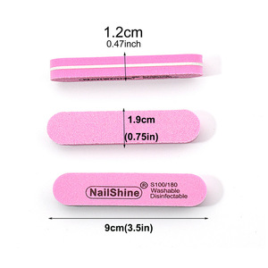 Mini lima de uñas con logotipo personalizado, bloque de amortiguación colorido de doble cara, 100/180 esponja de esmeril, Mini lima de uñas recta - Product Image 5