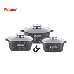 Phisma 2025 Top Venda Die Cast Panelas Quadradas De Alumínio Conjunto De Panelas De Revestimento Cerâmico Panela De Cozinha <span class=keywords><strong>Ware</strong></span> Com Tampa De Vidro - Product Image 5