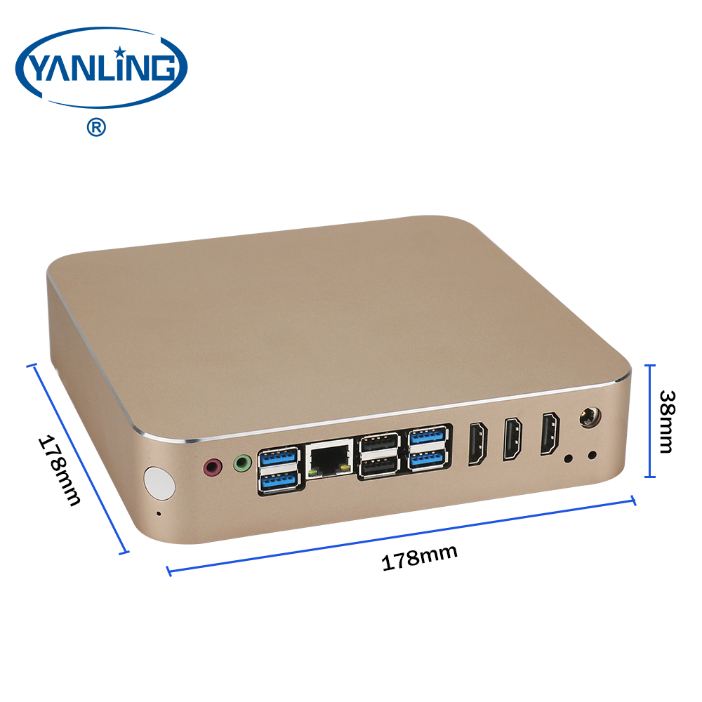 Gros ordinateur de bureau Intel CPU core i7 6700 rose or 4K double affichage mini pc avec 3 * HD-MI port