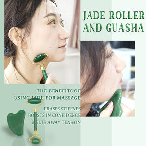 Vert Xiuyan Masseur Sans Bruit Massage Du Visage Naturel Rouleau Facial Jade Rodillo De Jade Rouleau sur Le Visage Jade Gua Sha Pierre - Product Image 2