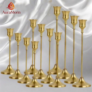 Portacandele Moderno in Metallo Dorato Stile Nordico per Matrimoni, Natale, Pasqua - <span class=keywords><strong>Candelabri</strong></span> Alti e Resistenti per Arredamento Casa - Product Image 1
