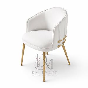 Modern Curved Barrel Arm Back Gold Stainless Steel <b>Dining</b> <b>Chair</b> with White Cushion for Hotel and Wedding Events Wholesale - Product Image 3