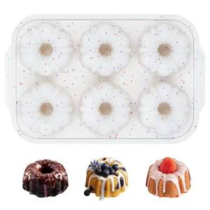 MUYULINS Factory Beige 6-Cup LFGB Non-Stick BPA Free Metal Reinforced Frame Large <b>Silicone</b> Cupcake Pan American Muffin Tray - Product Image 1