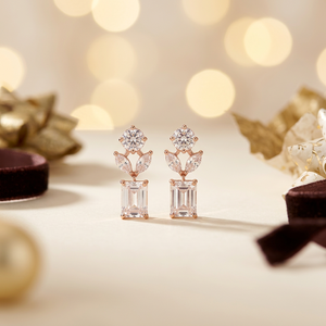 Pendientes pulidos de oro rosa de gran calidad de lujo, ropa moderna para fiestas, bodas, colección de ropa para mujeres y niñas - Product Image 1