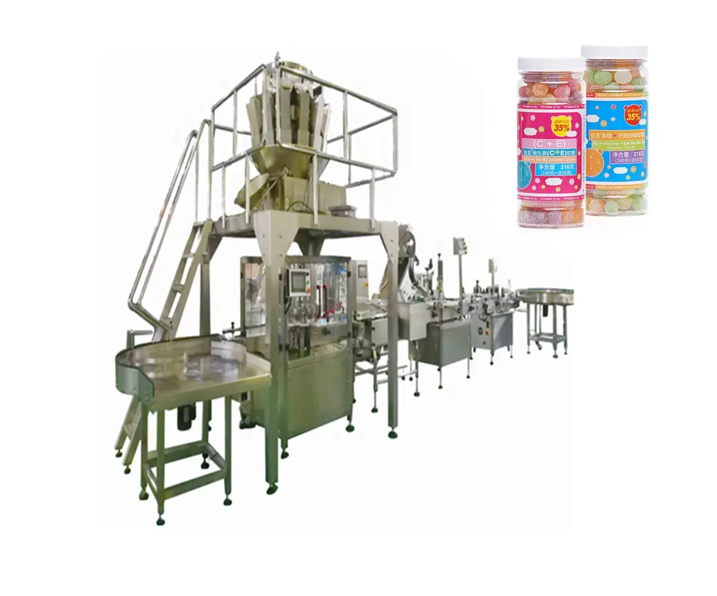 Stainless Steel Candy Bottle Filling Capping and Labeling Machine
