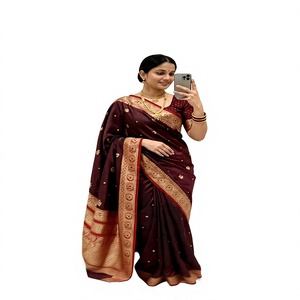 Soft premium pure <b>satin</b> silk fabric <b>saree</b> with zari weawing Peshwai border <b>saree</b> - Product Image 1