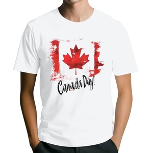 Hot Sale Men's Canada National Emblem Knitted T-shirt Vintage Washed Cotton Crewneck 3D Pattern Quick Dry Breathable - Product Image 6