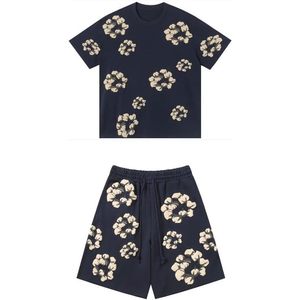 Ensemble 2 pièces personnalisé pour homme : T-shirt en coton et short, imprimé floral en relief, respirant, pour l'été, style décontracté streetwear, OEM - Product Image 1