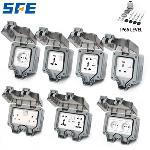 Boîtier de <span class=keywords><strong>prise</strong></span> étanche SFE IP66 1 ou 2 postes, multifonctionnel, 16A, type multiprise murale - Product Image 1