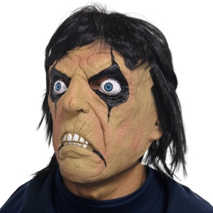 Masque d'Halloween en latex effrayant pour le visage entier avec cheveux sauvages, expression féroce, taches de larmes noires - Accessoire de fête tendance - Product Image 5