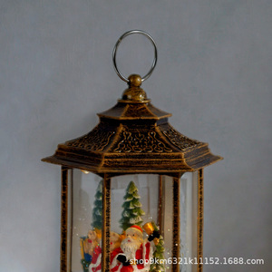 Dropshipping Shopify Christmas Vintage Hexagon Led <b>Lantern</b> Santa Scene Water Fillable Tabletop Decoration <b>Large</b> - Product Image 5