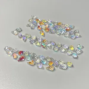 Aurora Borealis Goutte d'Eau 4x7mm Perles Percées Demi Trou Pierres Précieuses en Verre à Facettes