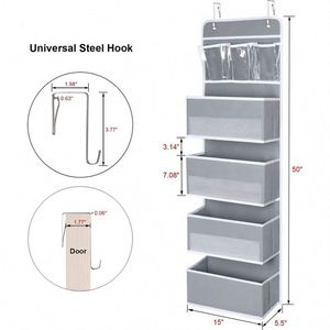 Organisateur suspendu pour porte, placard de chambre d'enfant, rangement pour bébé avec 4 grandes poches et 3 petites poches en PVC pour cosmétiques et articles divers - Product Image 4