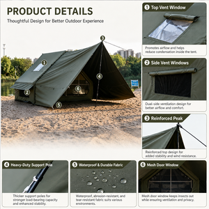 Perfect Quality One Bedroom Inflatable Camping <b>Tent</b> PVC Coated Windproof Rainproof Four-Season UV Resistant Quick Setup ODM - Product Image 3
