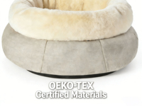 Lit rond pour animaux de compagnie en velours litchi, mousse haute résilience 28D, 3 panneaux en bois, rembourrage en soie, antidérapant, pour chiens et chats, vente en gros, OEM