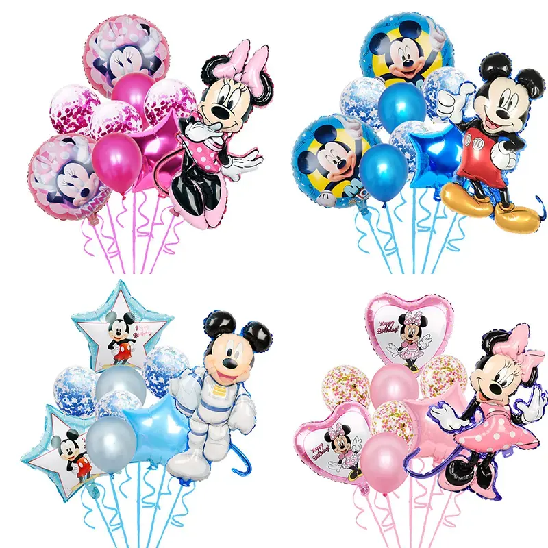 कार्टून मिकी Minnie पन्नी गुब्बारे के लिए सजावट बच्चों के खुश जन्मदिन की पार्टी सजावट लेटेक्स गुब्बारा गोद भराई उपहार