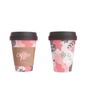 Tasse à café avec couvercles, pièces, mur simple en bambou, Logo personnalisé imprimé, Style d'emballage, matériau écologique