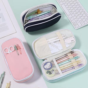 Estuche para lápices de cuero multifuncional con logotipo personalizado, estuche estacionario para Escuela Juvenil con doble cremallera, estuche para lápices de regalo de temporada OEM - Product Image 5