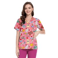 Blouses d'infirmière à imprimé animaux de dessin animé pour clinique vétérinaire, hôpital, dentisterie, blouse de médecin, uniformes médicaux et chirurgicaux en sergé