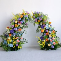 Dekorasi Bunga Pernikahan NINI Handmade Floral Colorful Horn Arch Backdrop, Latar Belakang Bunga Pernikahan, Bunga Artifisial untuk Dekorasi Pernikahan